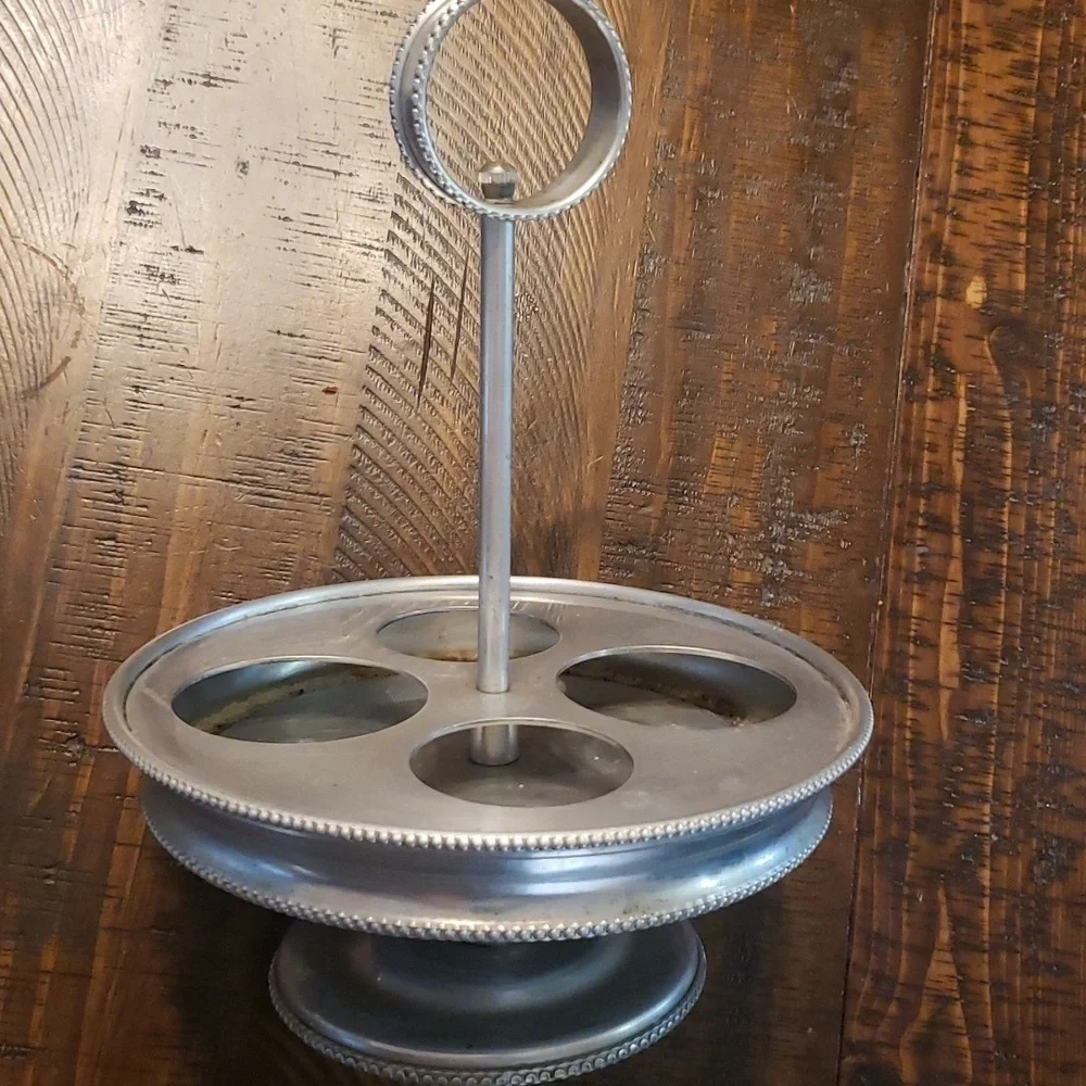Vintage Aluminum Cruet Condiment Caddy Spinning by Buenilum